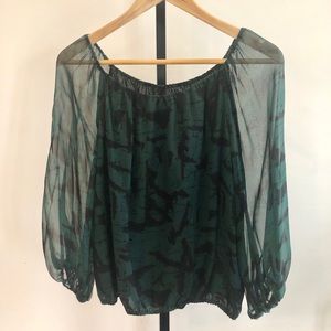 Alice + Olivia green and black blouse